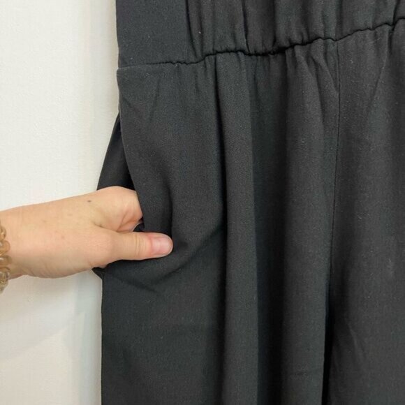 Zara Womens TRF Black Ribbed Jumpsuit Sleeveless Size Small Pockets One Piece - Picture 10 of 11